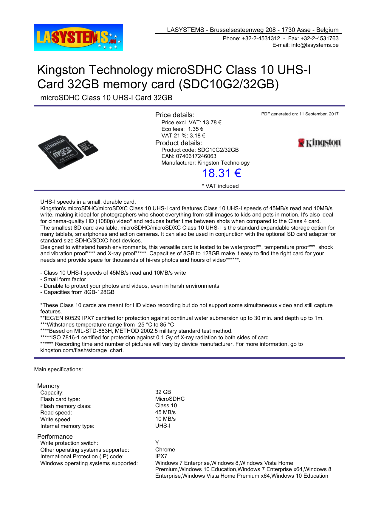 Kingston Technology Microsdhc Class 10 Uhs Manualzz