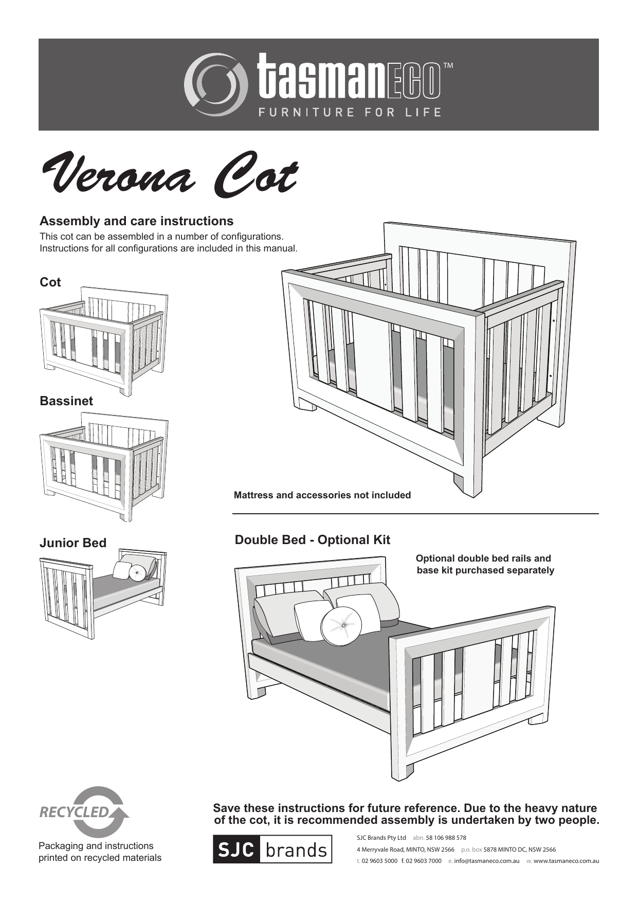 tasman verona cot