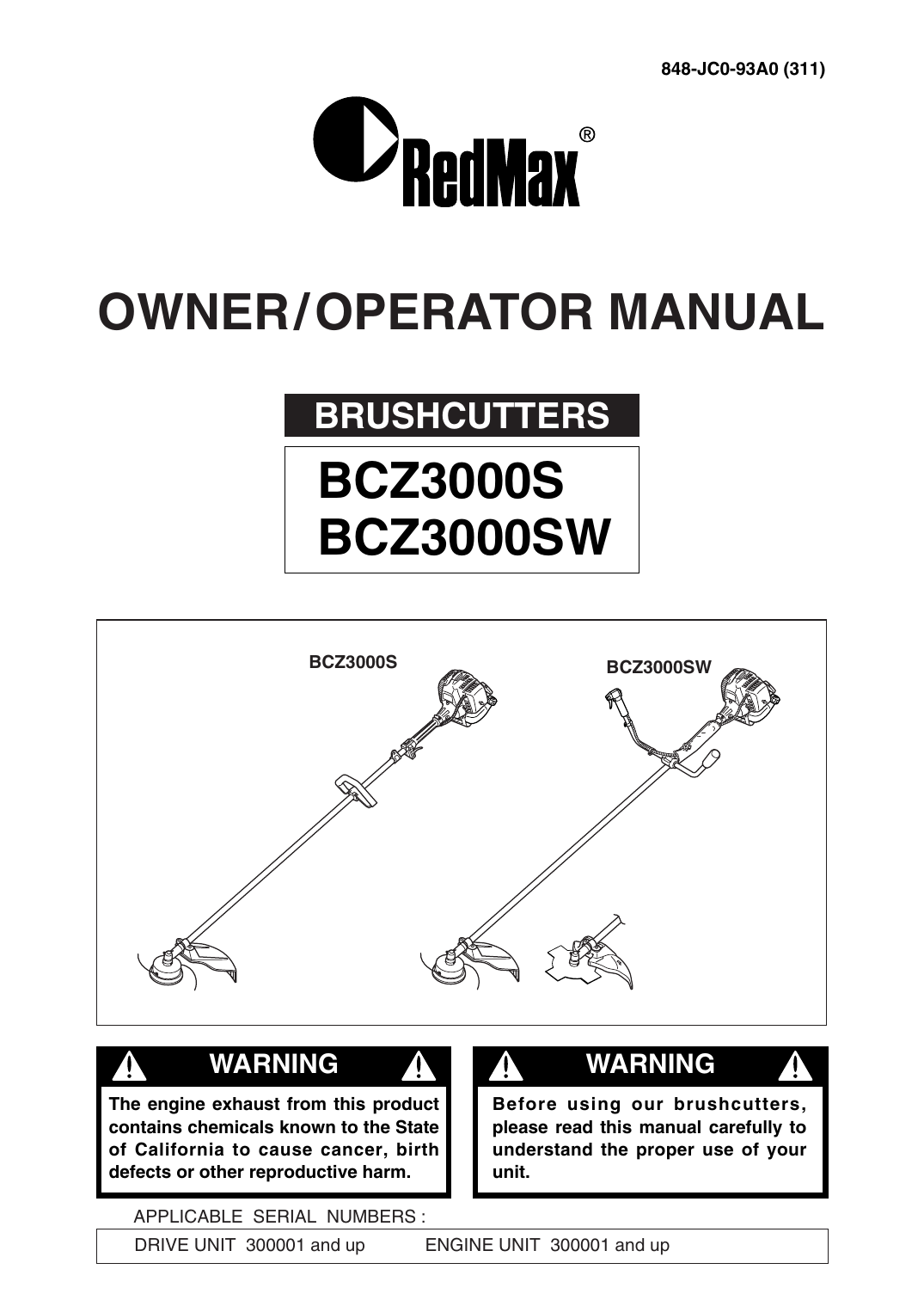 Redmax Bcz3000s Operators Manual Manualzz 0298