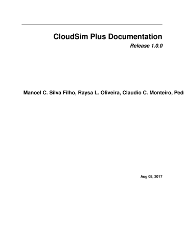 Cloudsim Plus Documentation Manualzz