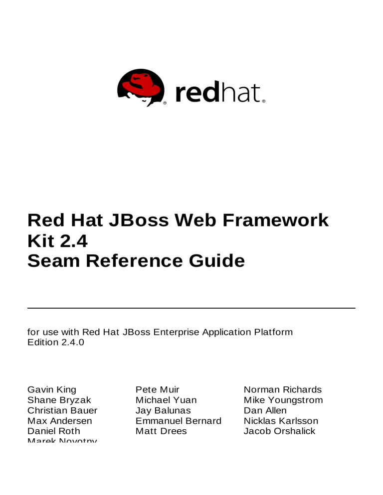 Red Hat Jboss Web Framework Kit 2 4 Seam Reference Guide Manualzz