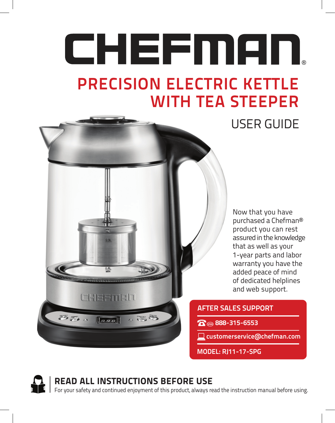 precision electric kettle with tea steeper | Manualzz