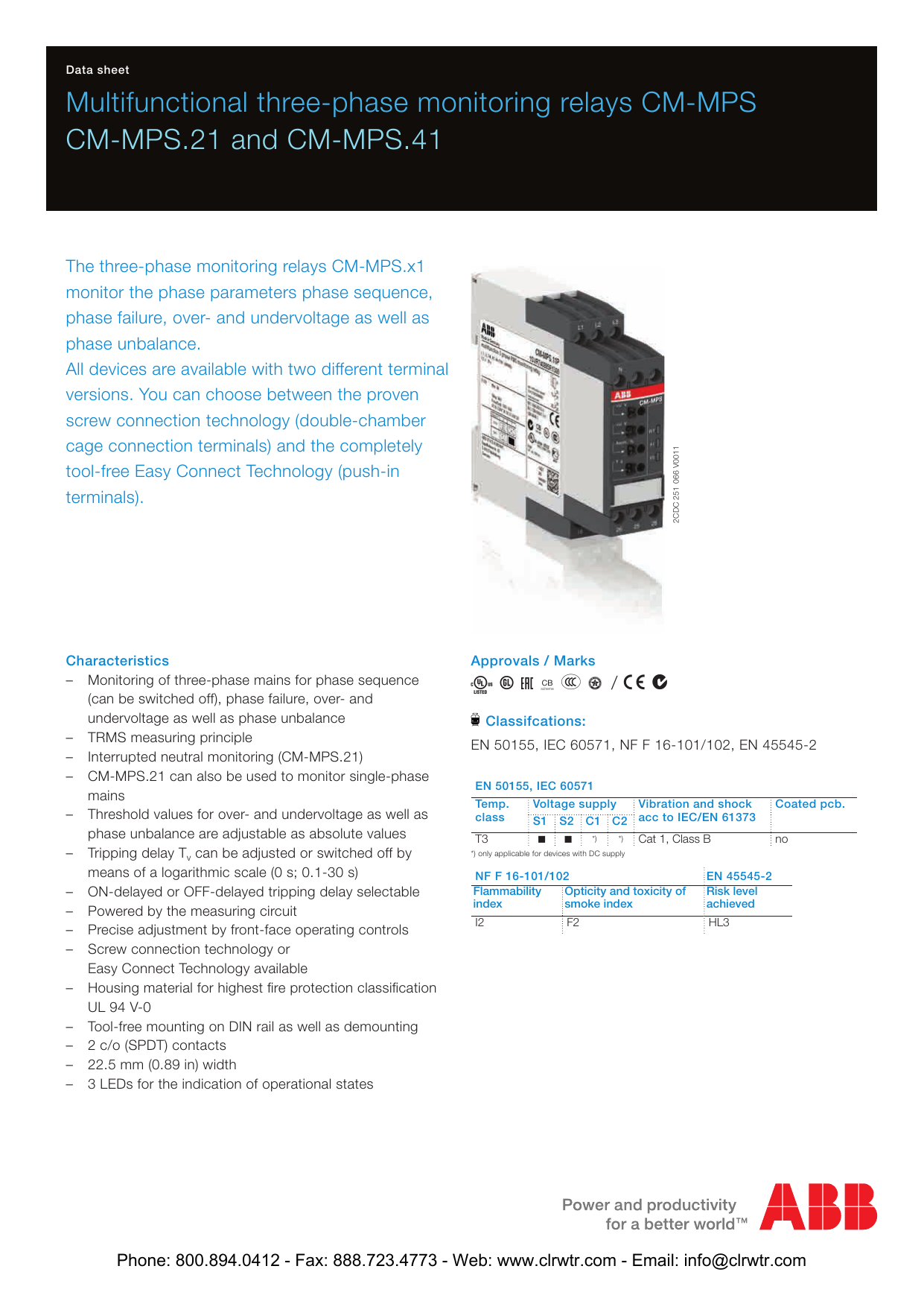 ONE New ABB Three-phase monitoring relay CM-MPS.21