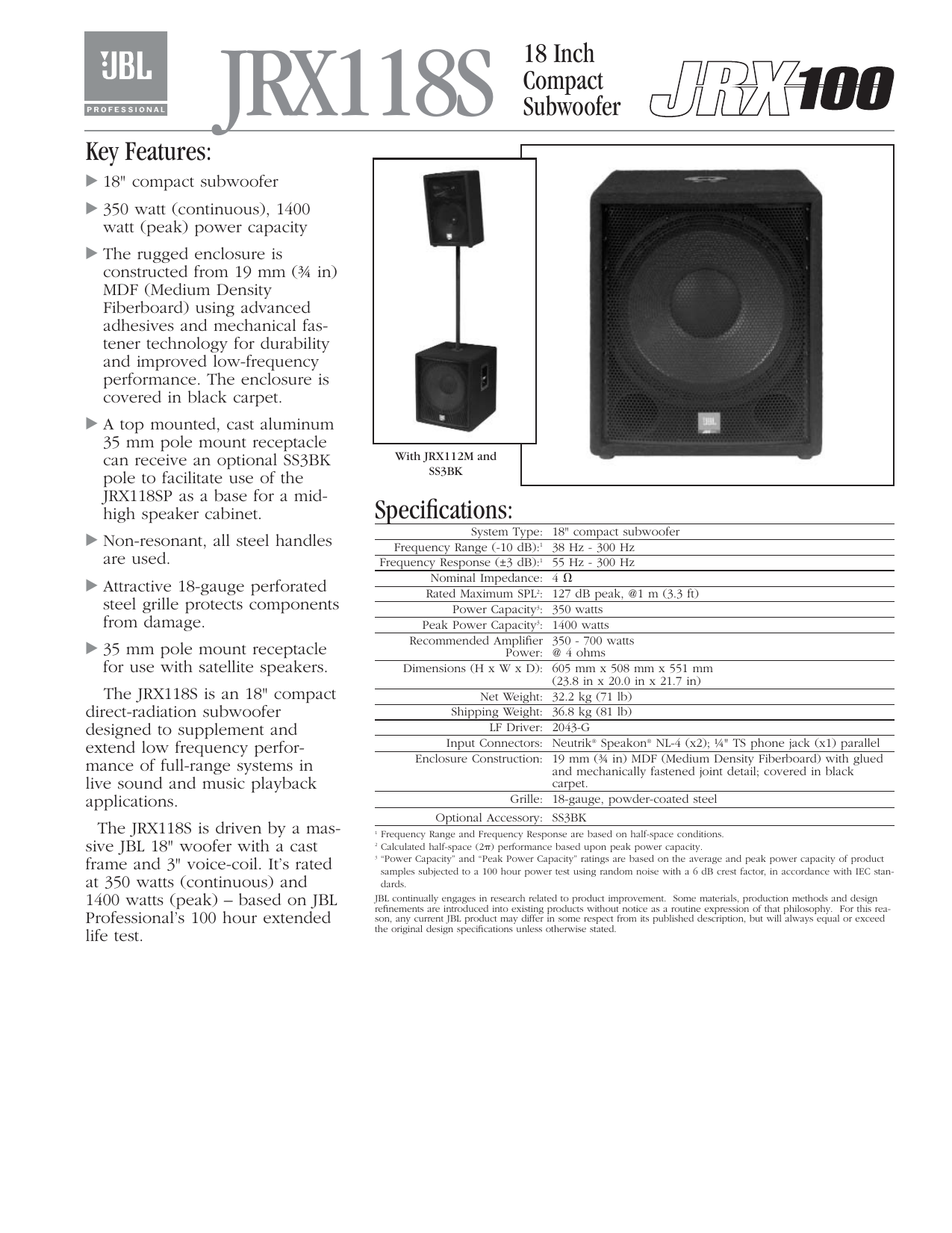 jbl jrx 118