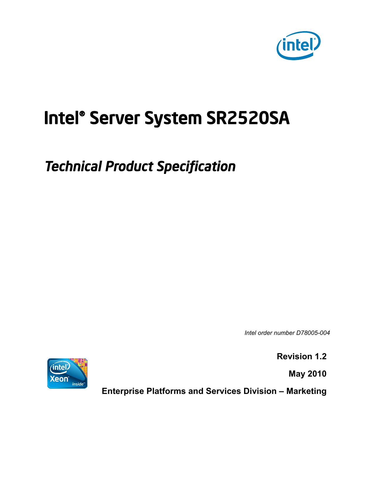 Intel® Server System SR2520SA Manualzz