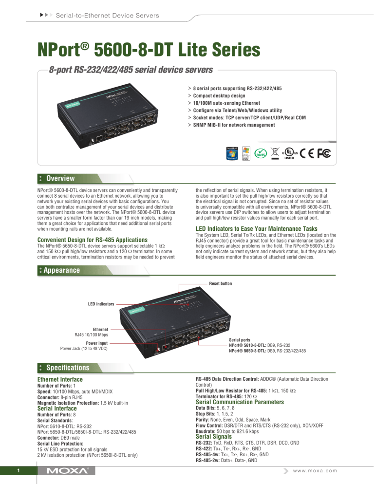 Nport 5600 8 Dt Lite Series Manualzz