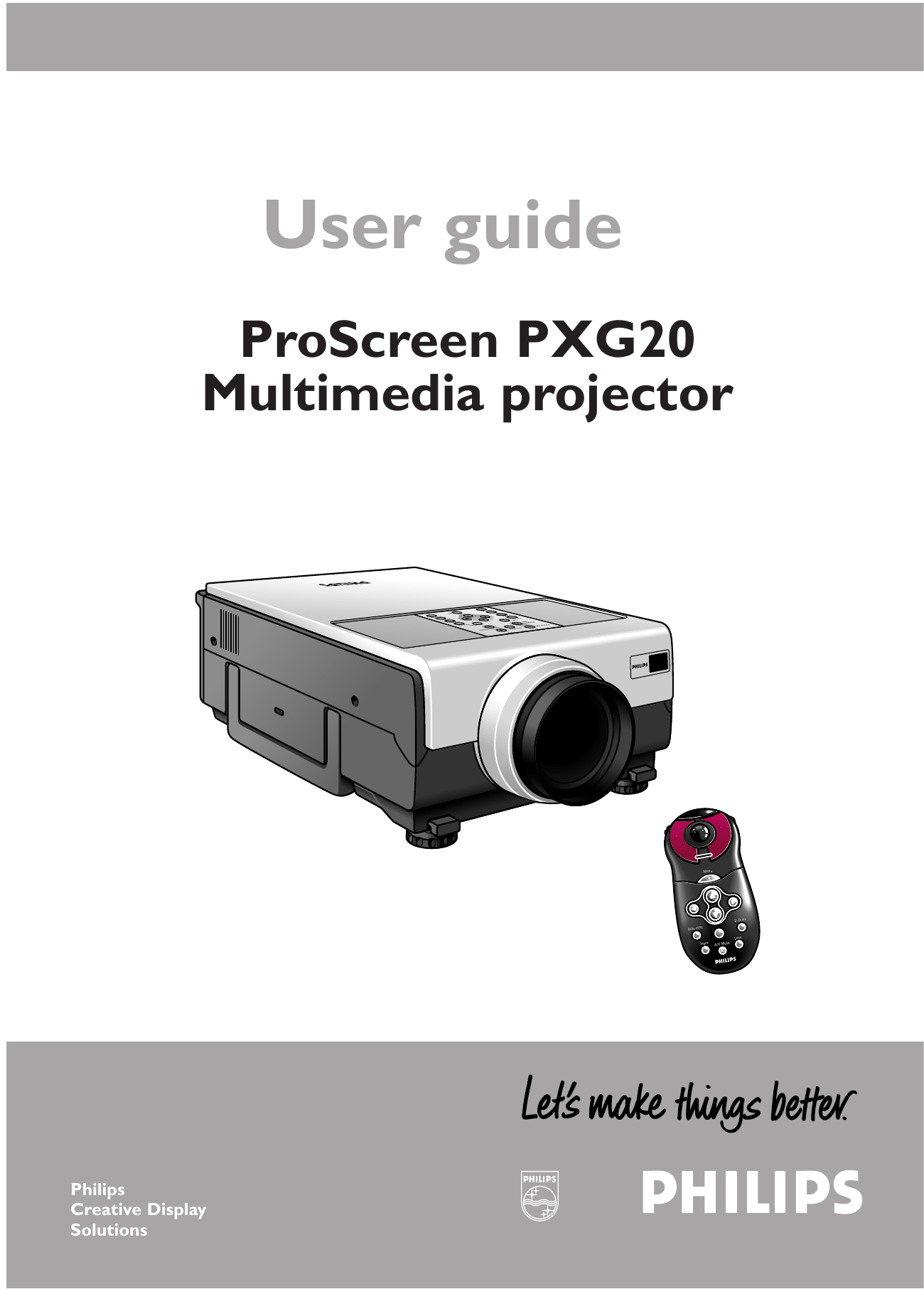 Philips ProScreen PXG20 Projector User Manual Manualzz