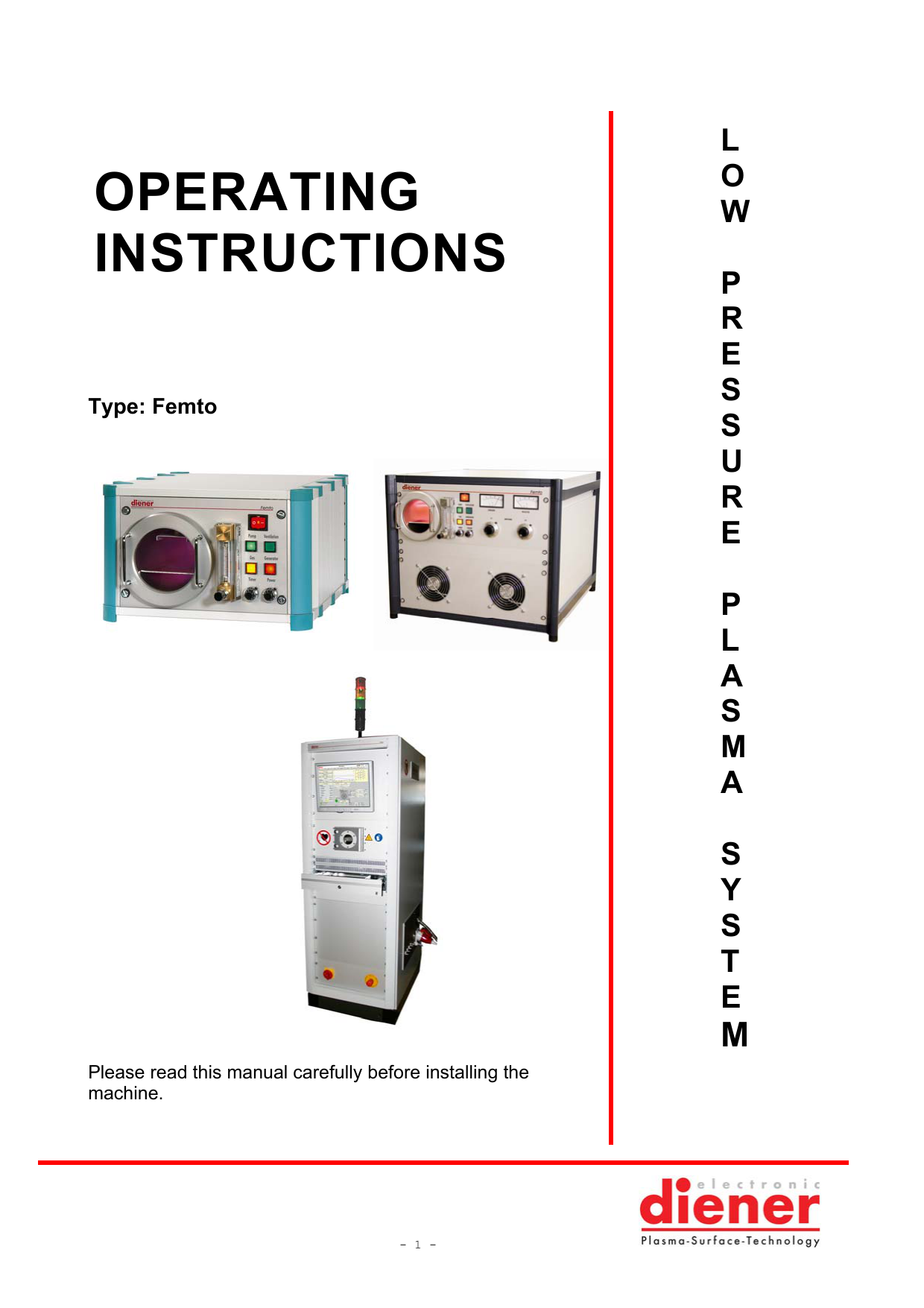 Diener FEMTO Operating Instructions Manual Manualzz