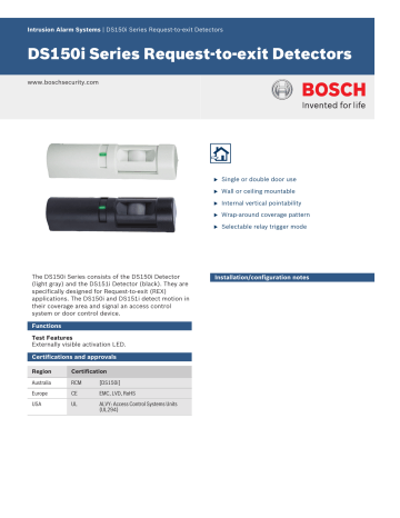 NEW Bosch DS150i Intrusion Request Exit Detectors for Single or Double Door 