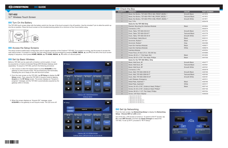 Crestron TST-602 User guide | Manualzz