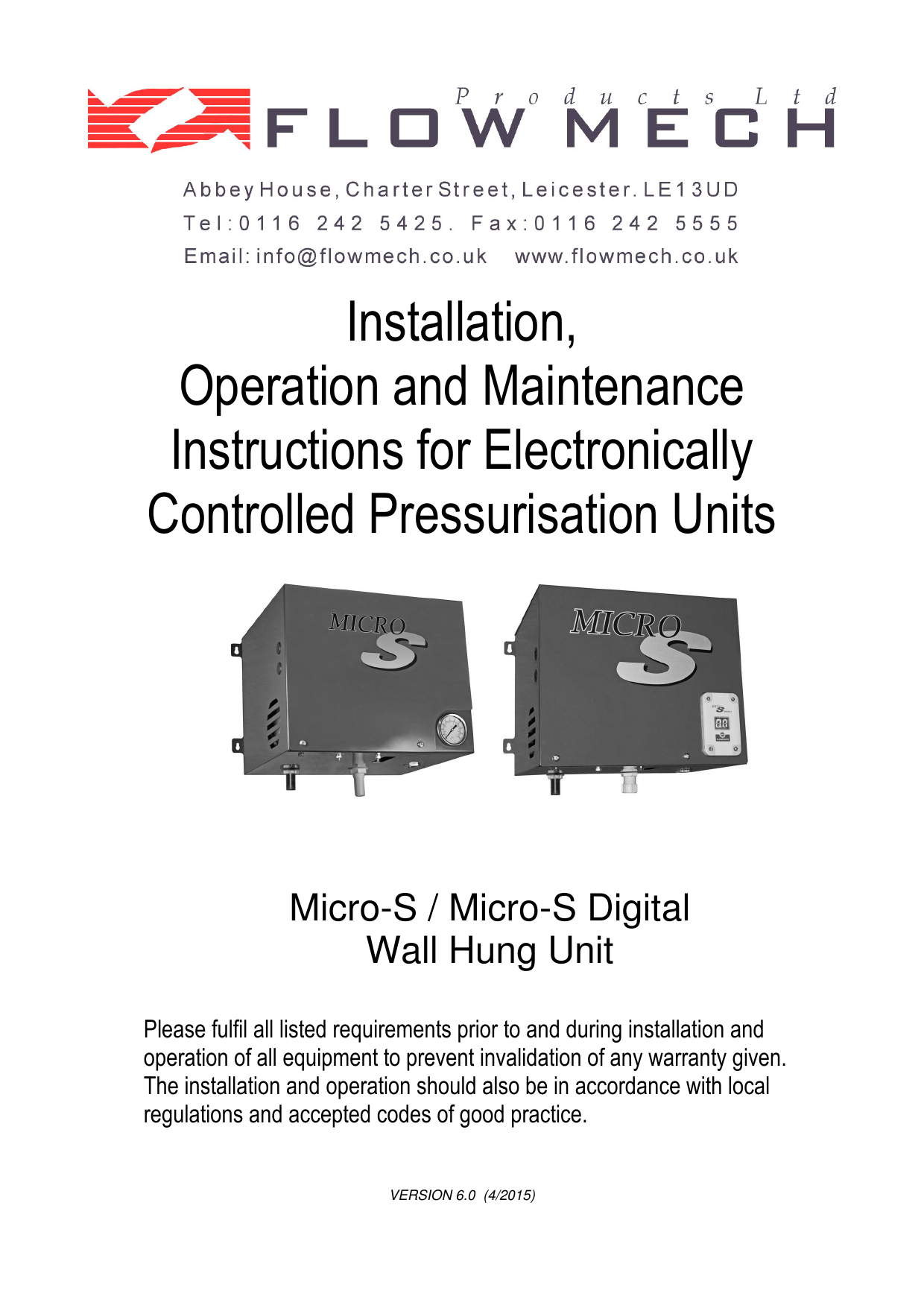 Installation, Operation And Maintenance Instructions For | Manualzz