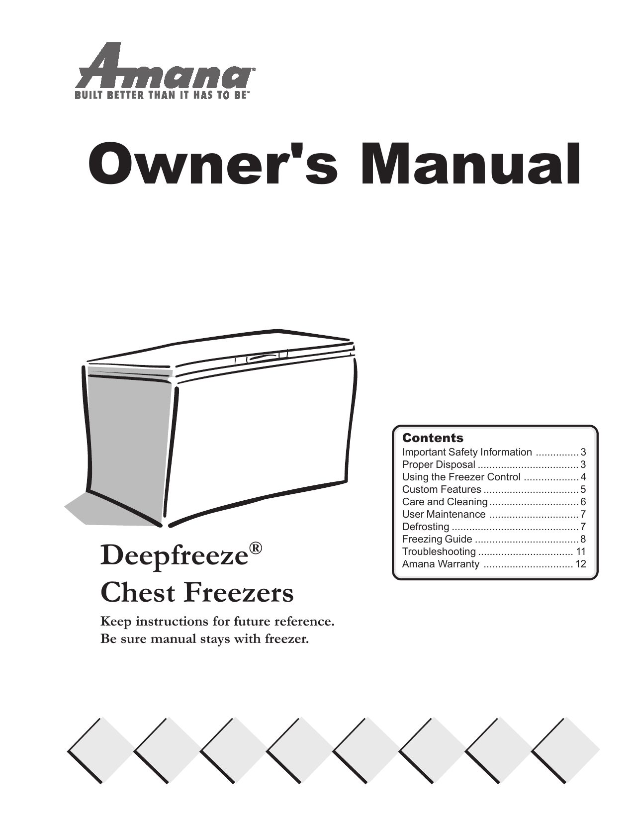 Amana Deepfreeze Chest Freezers Owner's Manual Manualzz