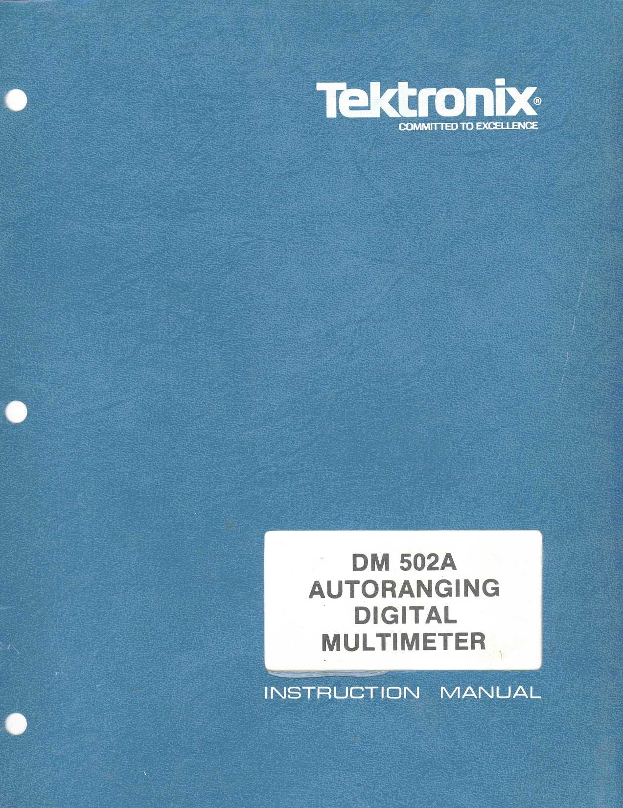 Original Tektronix Instruction Manual for the DM501A Digital Multimeter 