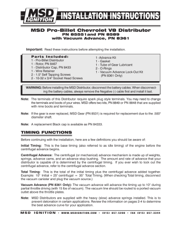 Msd 85551 Distributor Installation Instructions Manualzz Msd 85551 Distributor Installation, Msd Street Fire Distributor Wiring Diagram Pdf