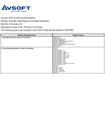 Course Atr 72 500 Aircraft Systems Delivery Formats Web Based Manualzz