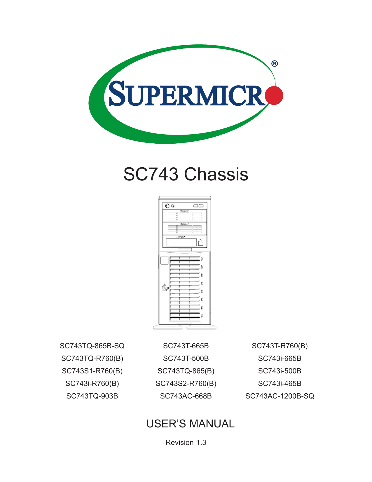 Supermicro SC743i-R760(B) User manual | Manualzz