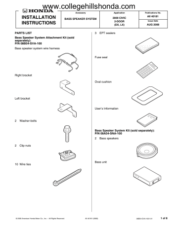 Honda 08B54-SVA-100 Installation Instructions Manual Manualzz