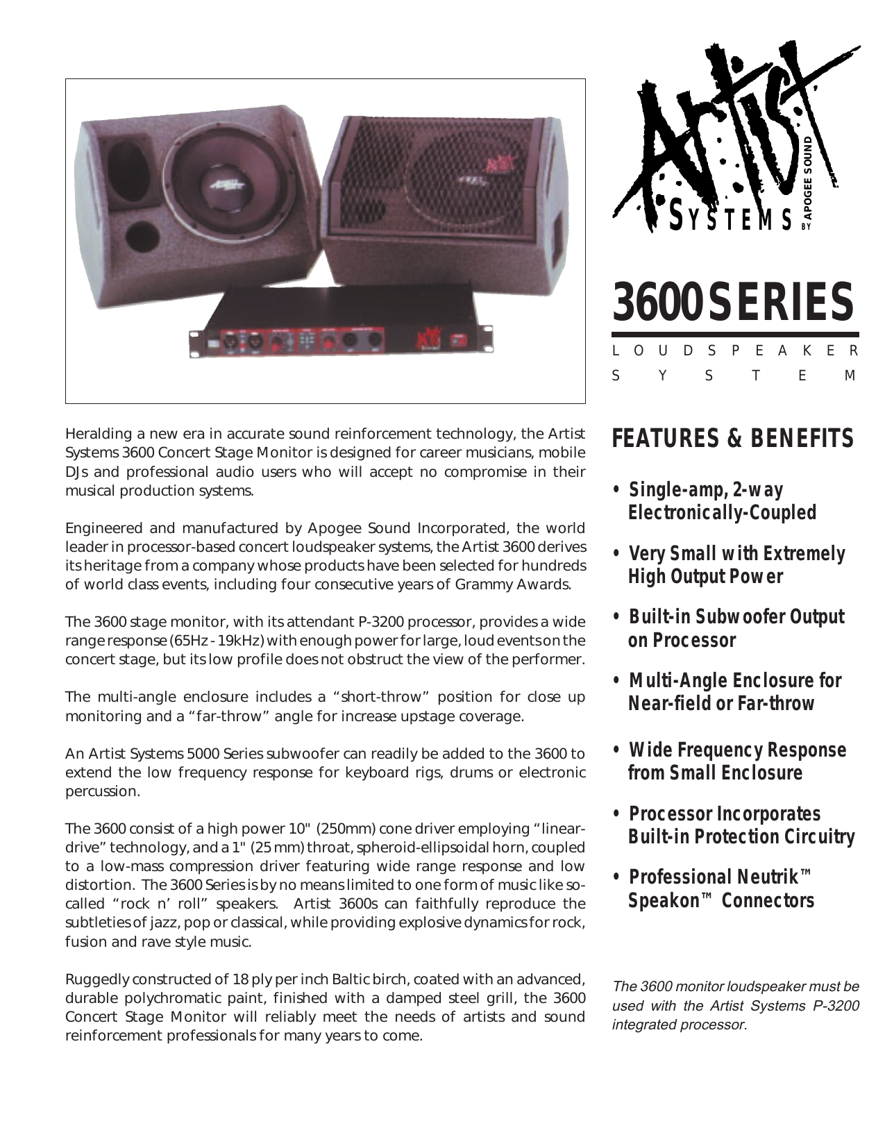 Apogee Artist 3200 Series Brochure Manualzz