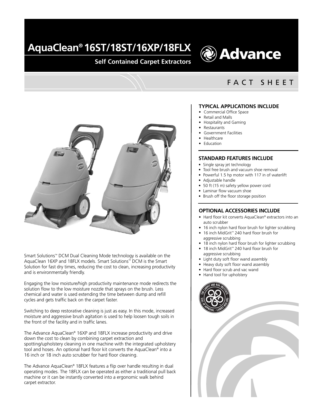 Advance Aquaclean 15 Carpet Extractor Carpet Vidalondon