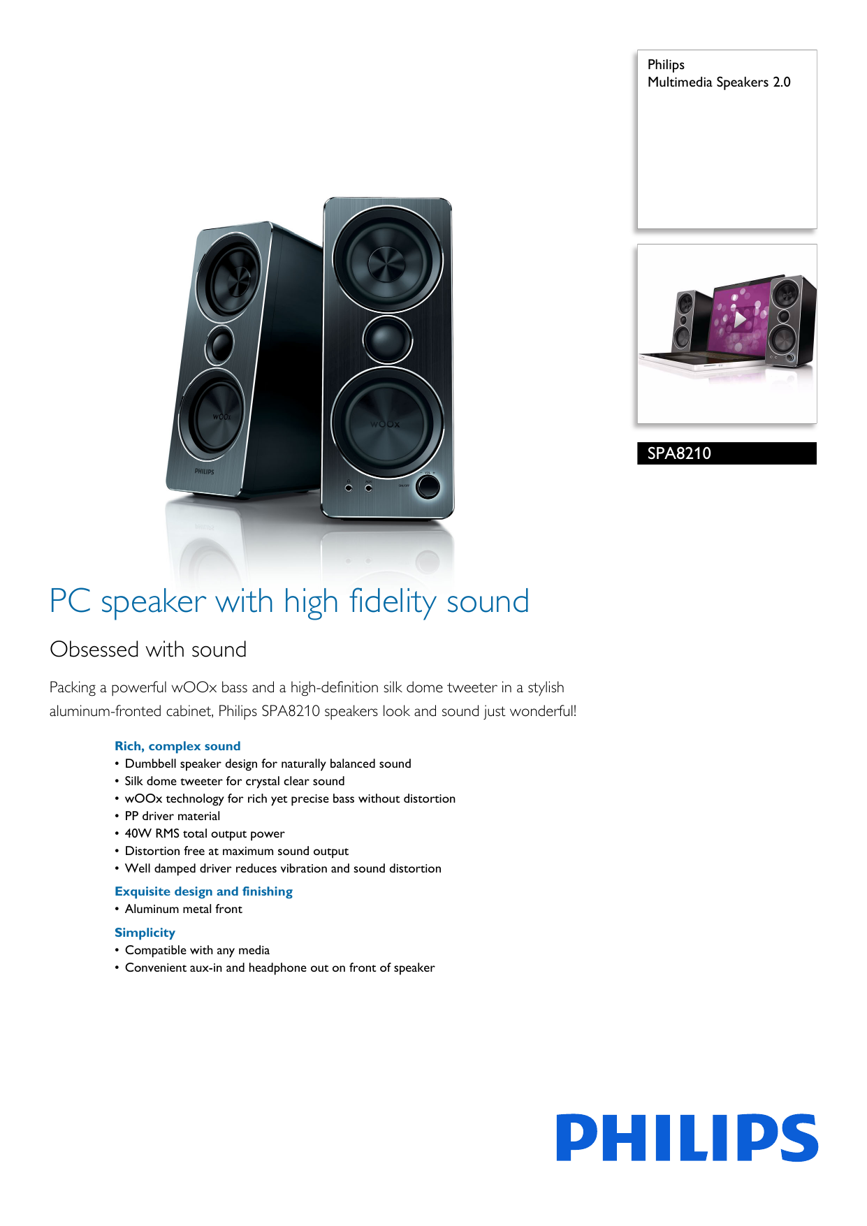 philips pc speakers 2.0