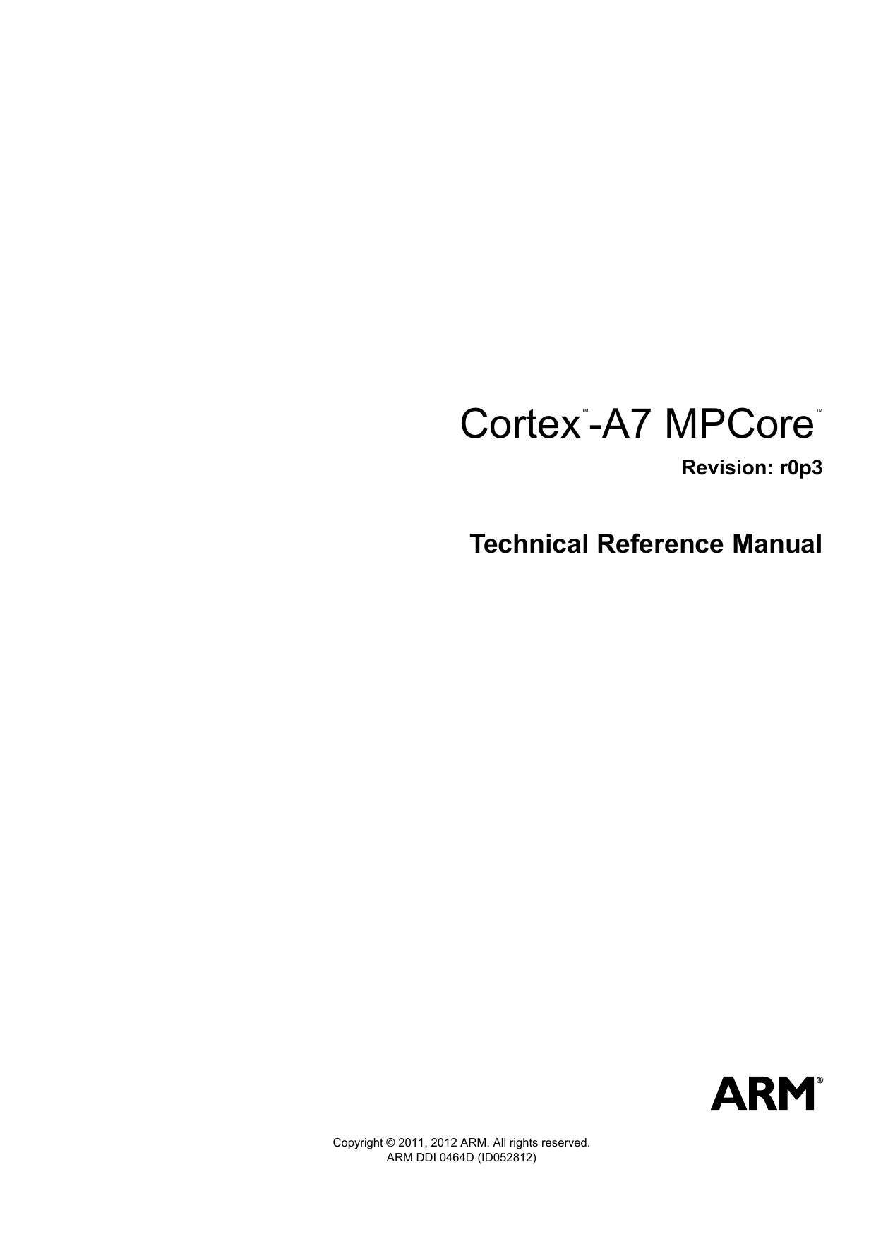 CortexA7 MPCore Technical Reference Manual Manualzz