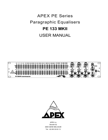 APEX PE Series Paragraphic Equalisers PE 133 MKII USER MANUAL | Manualzz
