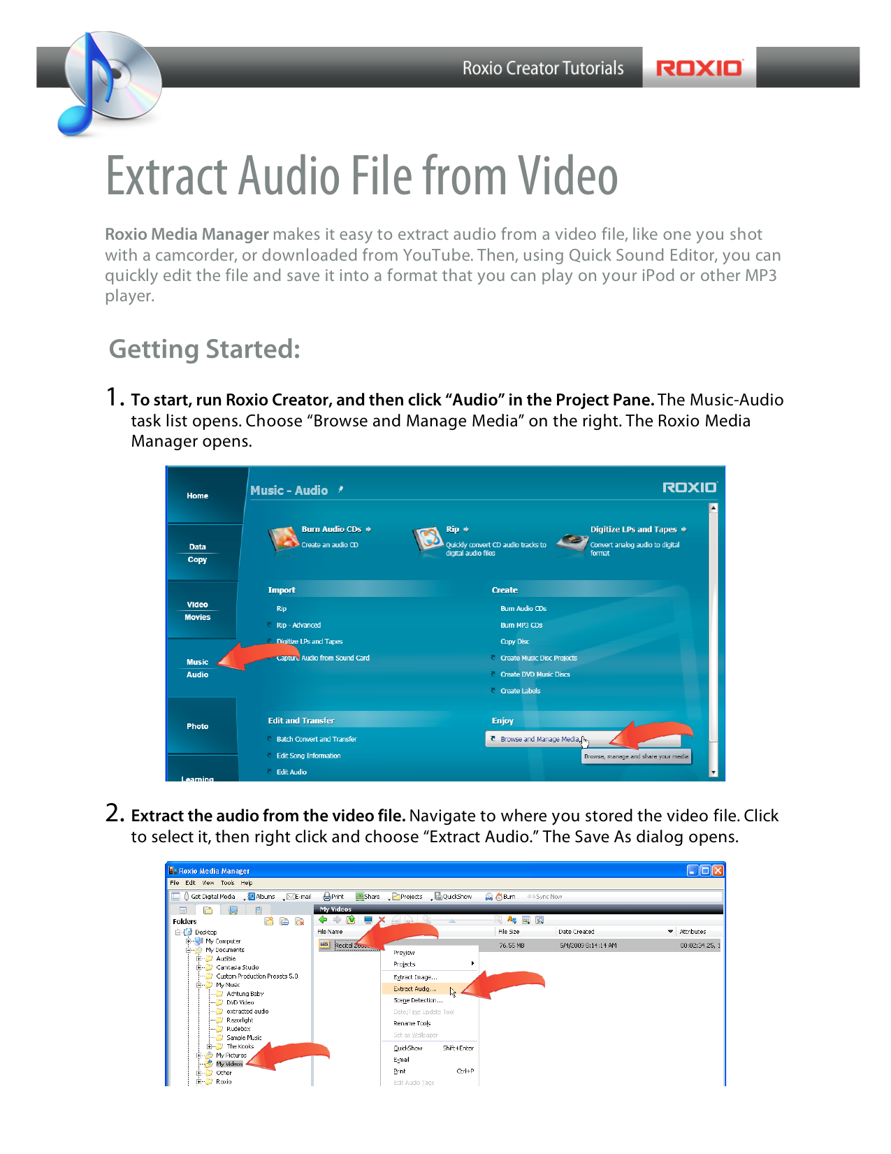 how to extract audio from video file right click