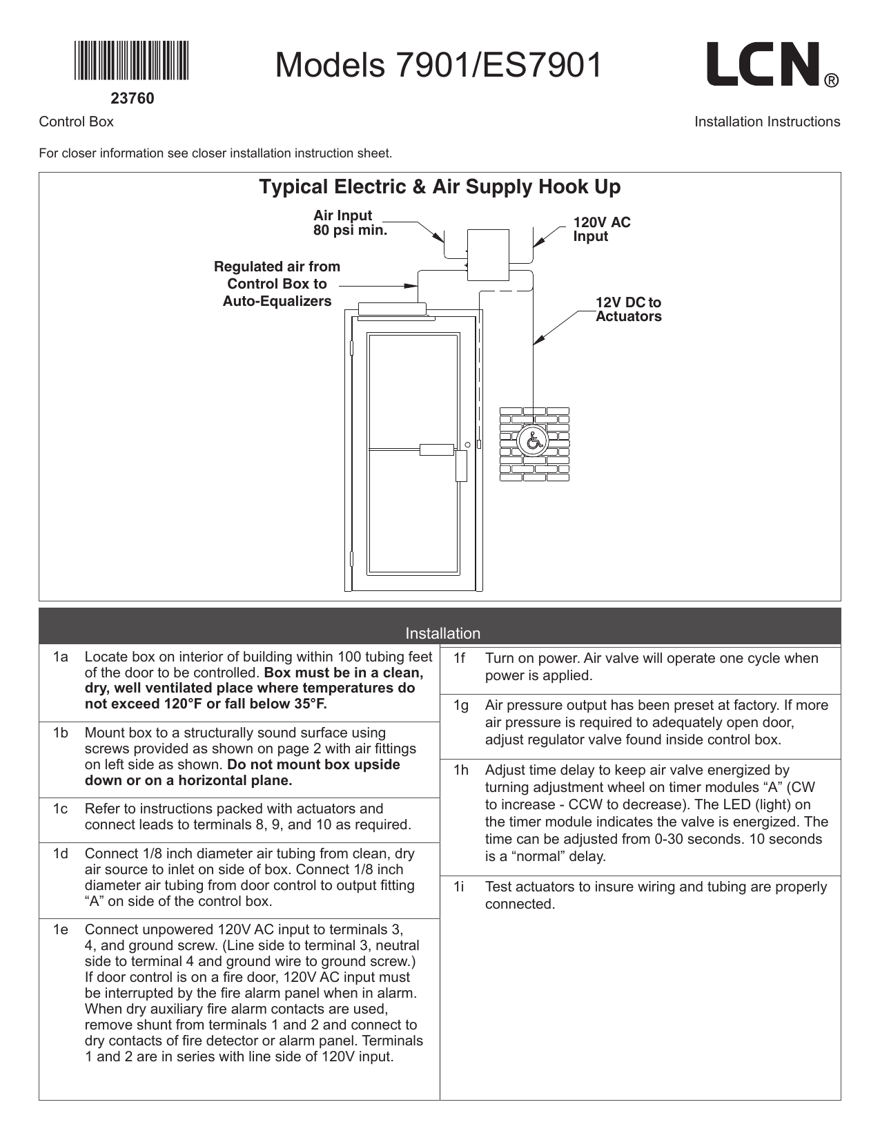 Lcn 7901 Es7901 Series Installation Instructions Manualzz Com