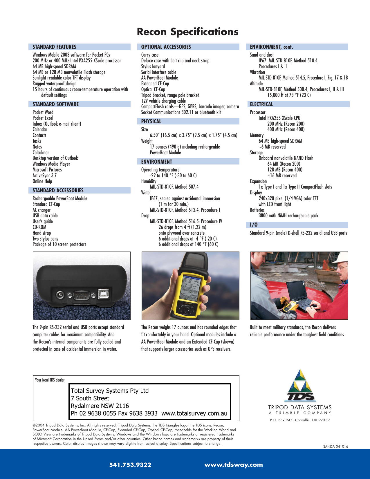 TDS Recon Screen Replacement Kit with instructions 