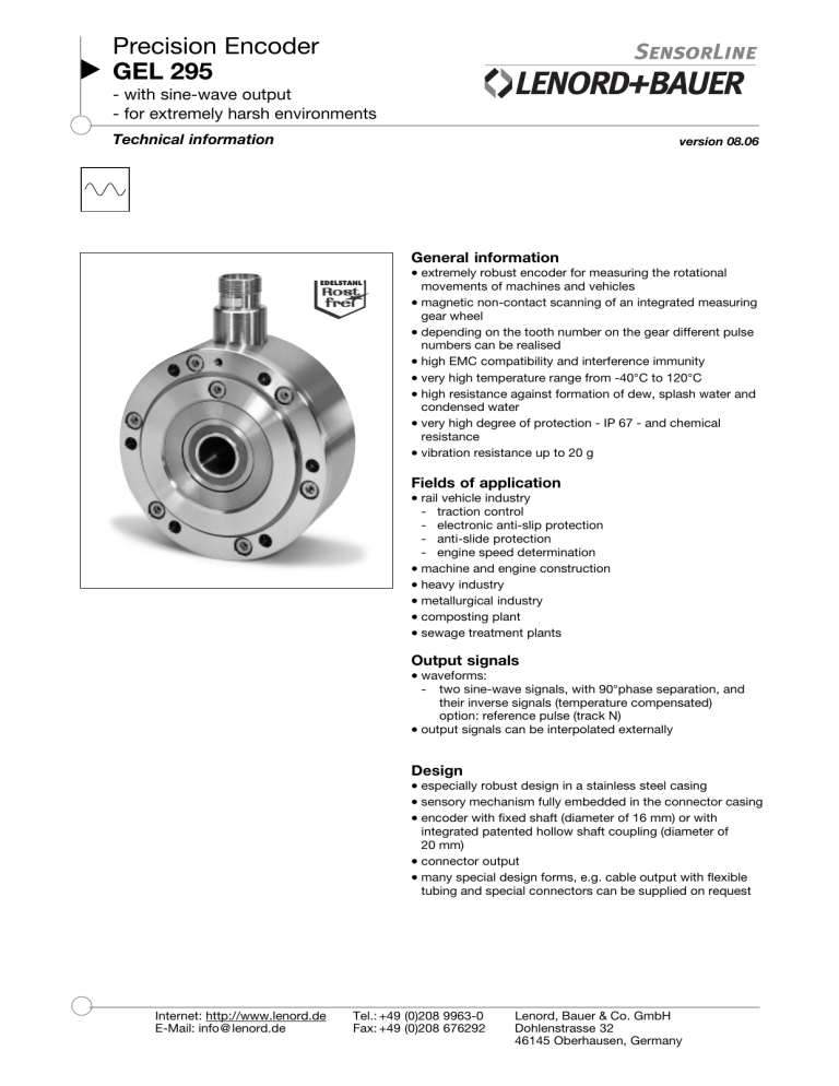 Precision Encoder Gel 295 Manualzz