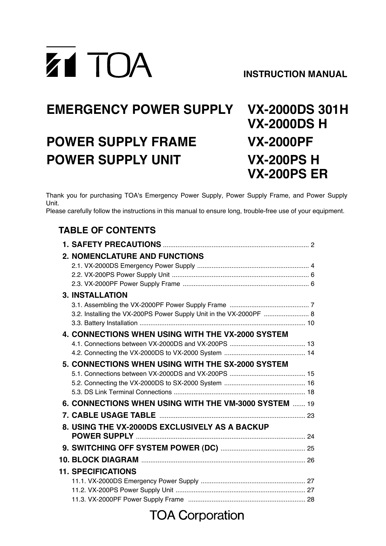 Toa Vx 00ds 301h Manual Manualzz