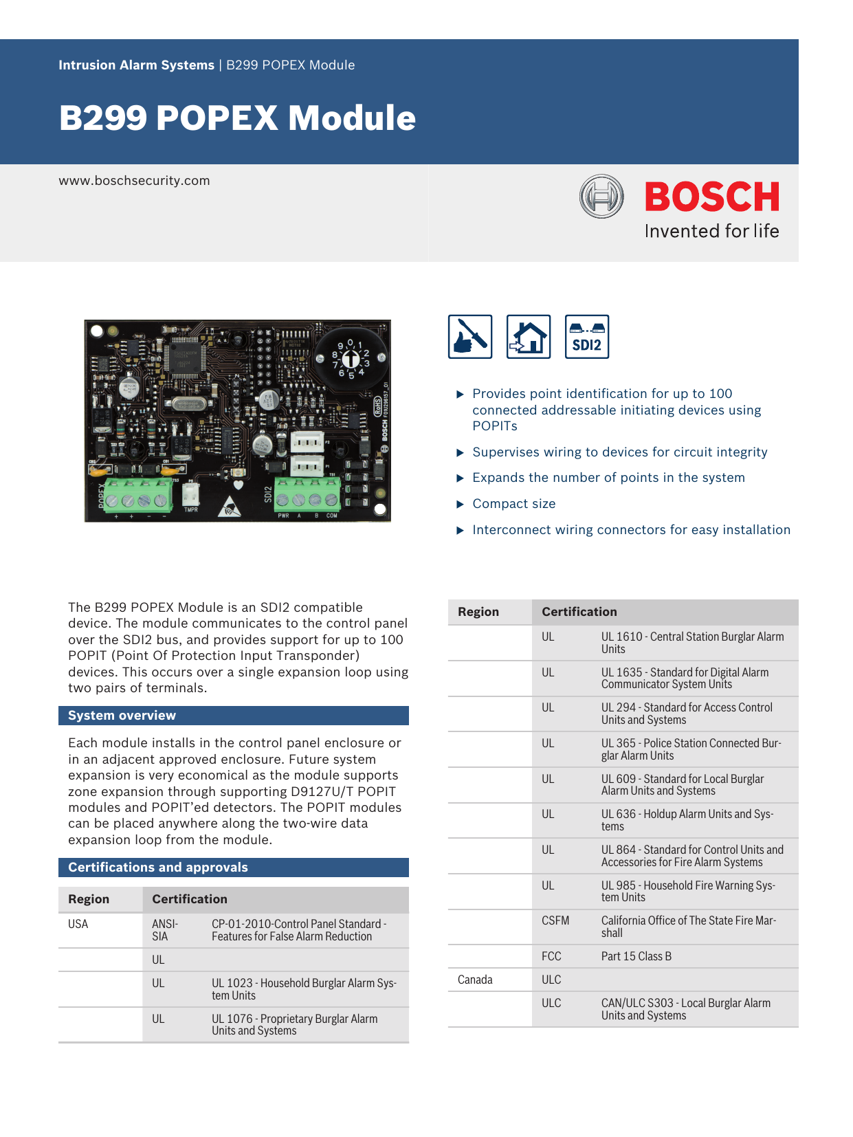 Bosch B299 POPEX Module Manualzz