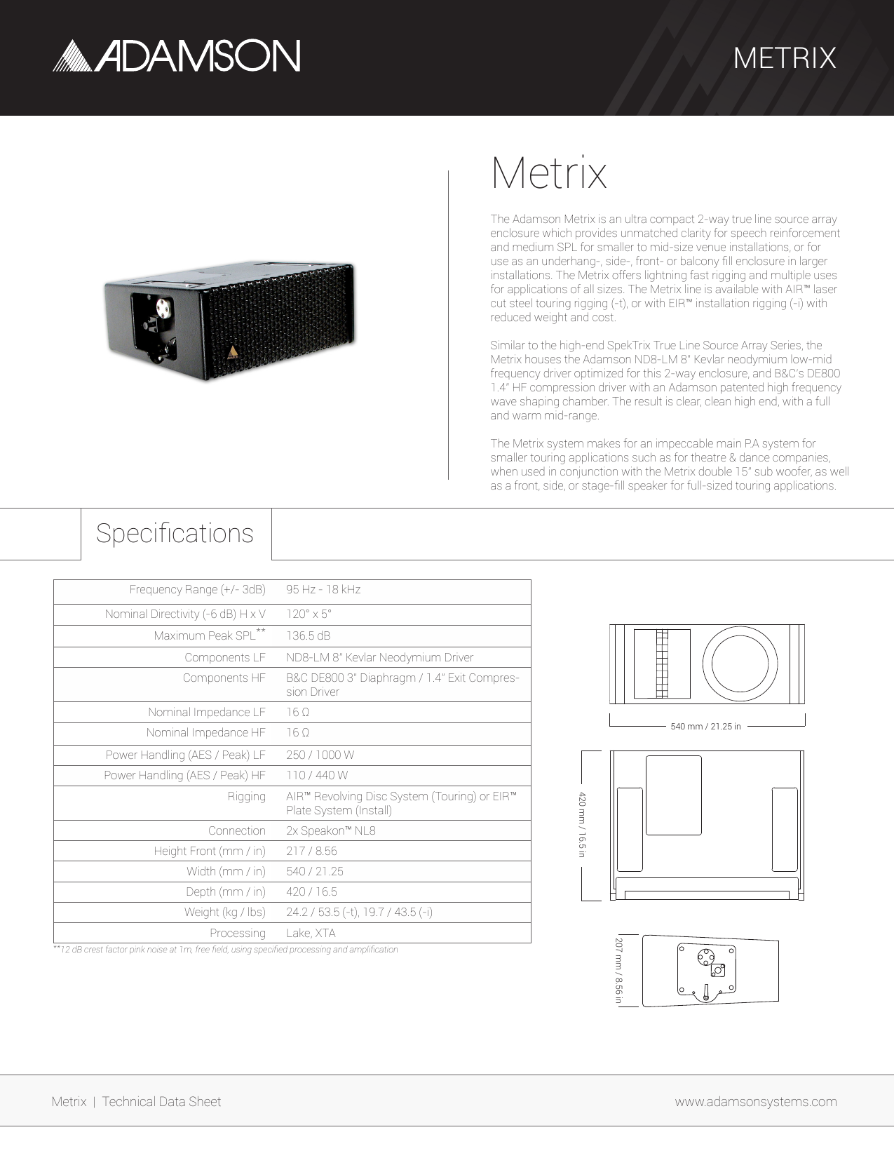 adamson spektrix line array