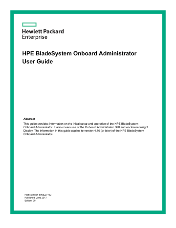 HPE BladeSystem Onboard Administrator User Guide | Manualzz