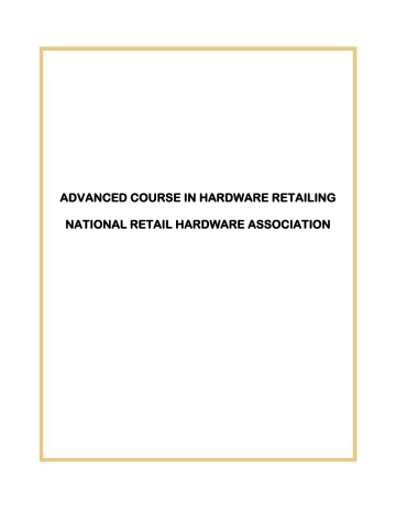 Advanced Course In Hardware Retailing Manualzz