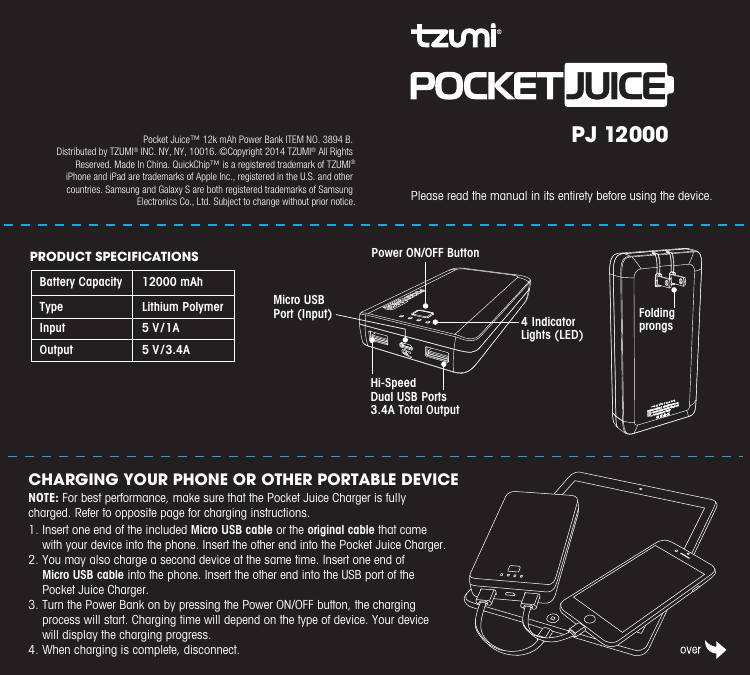 Tzumi Pocket Juice Model 5685 Manual - Best Juice Images