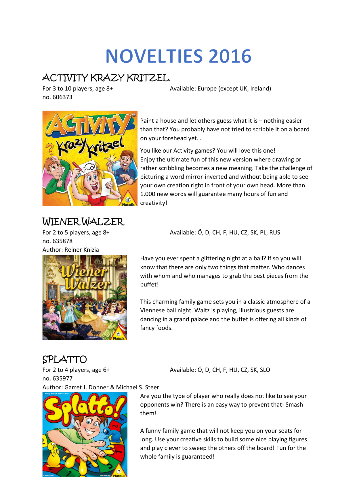 Activity Krazy Kritzel Wiener Walzer Splatto Manualzz