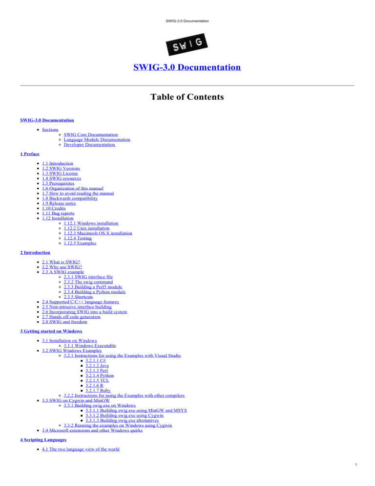 Swig 3 0 Documentation Manualzz