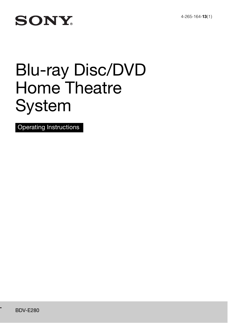 Sony BDV-E280 User manual | Manualzz