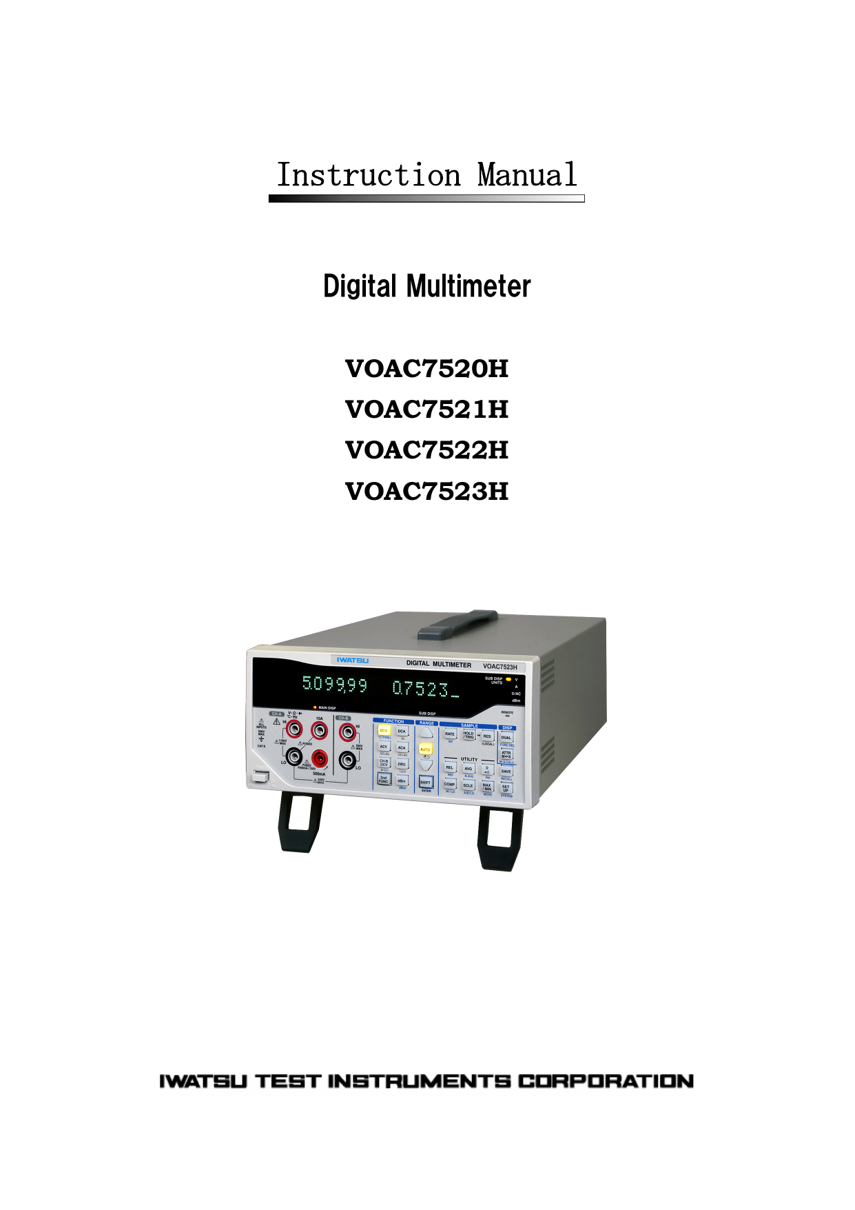 Digital Multimeter VOAC752XH Instruction Manual | Manualzz