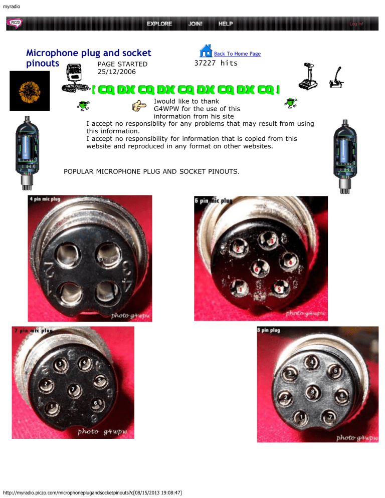 Microphone plug and socket pinouts Manualzz