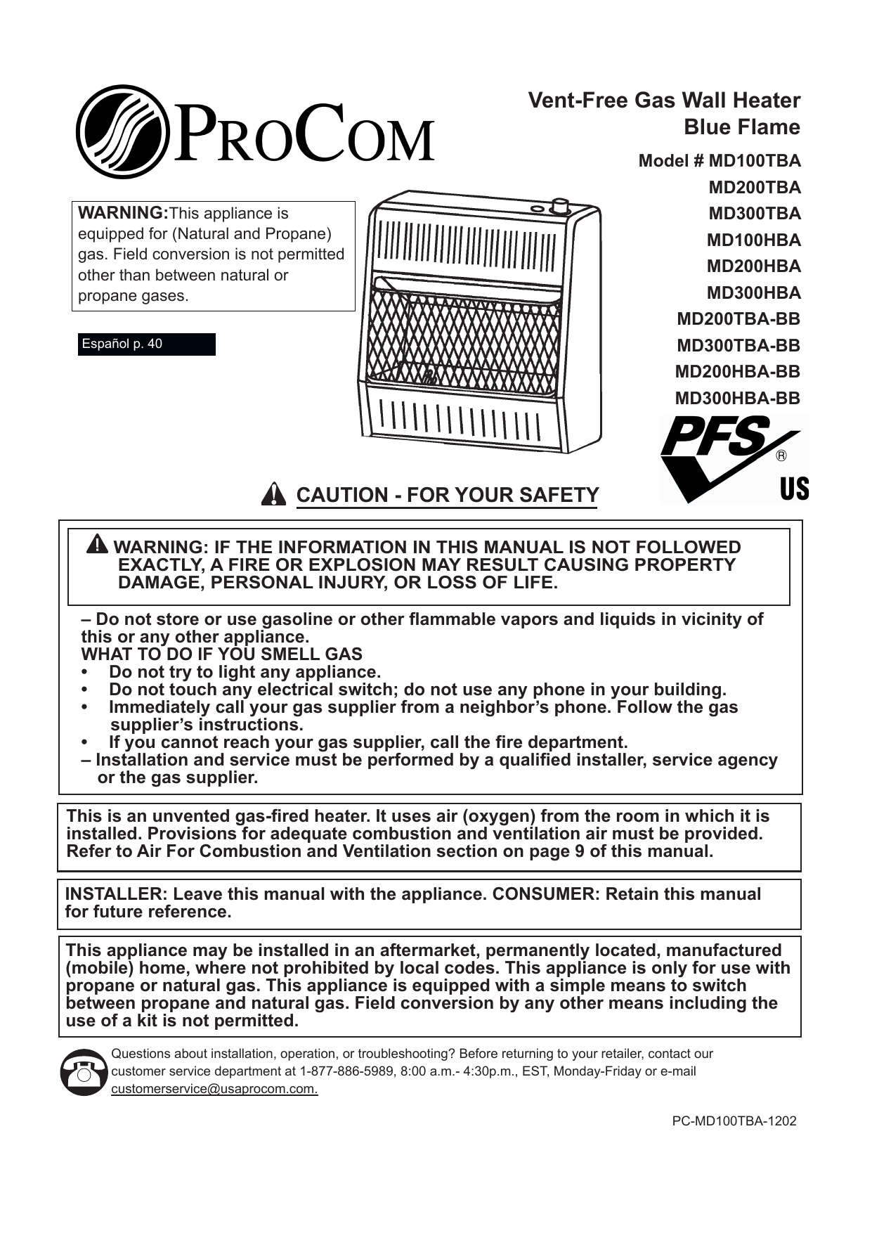 VentFree Gas Wall Heater Blue Flame Manualzz