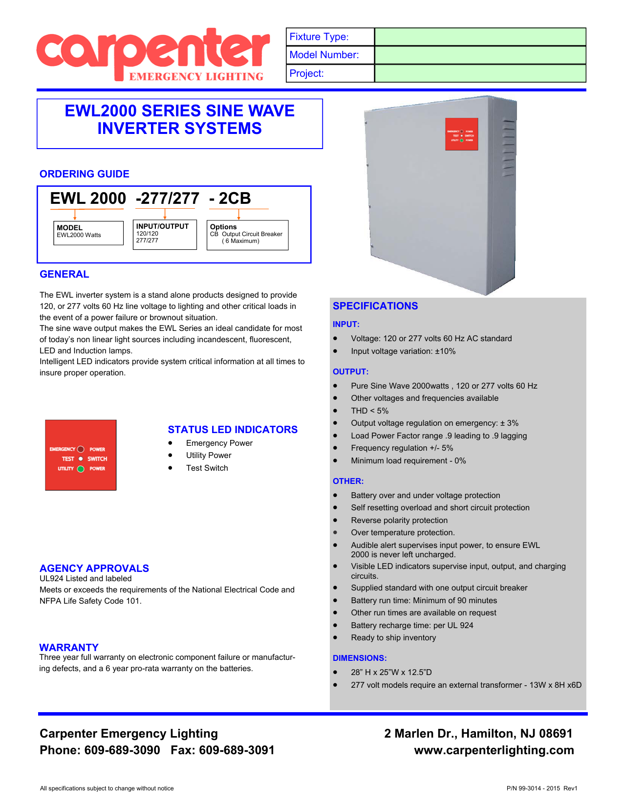 Ewl2000 Inverter Pub Carpenter Emergency Lighting Ewl2000 Inverter Pub Carpenter Emergency Lighting