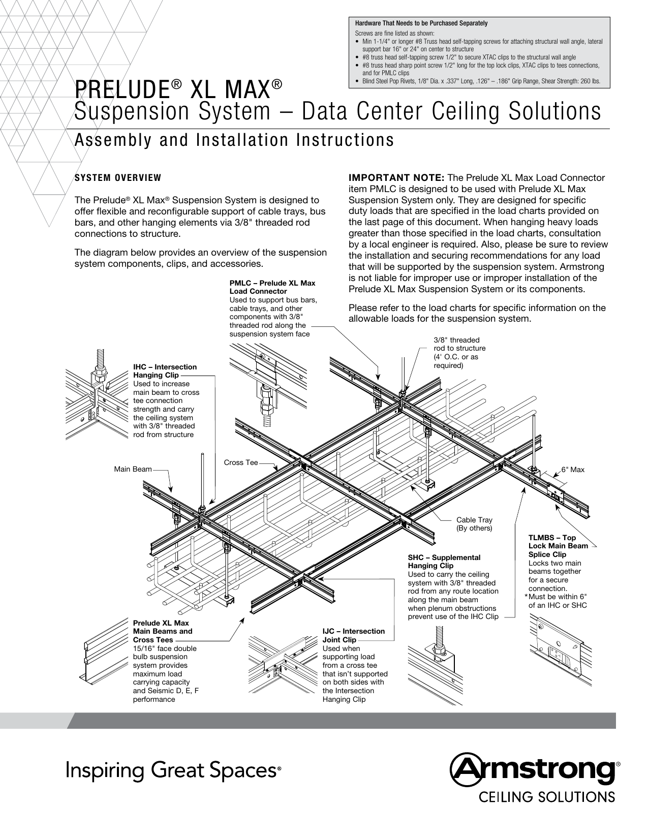 Prelude Xl Max Suspension System Data Center Ceiling