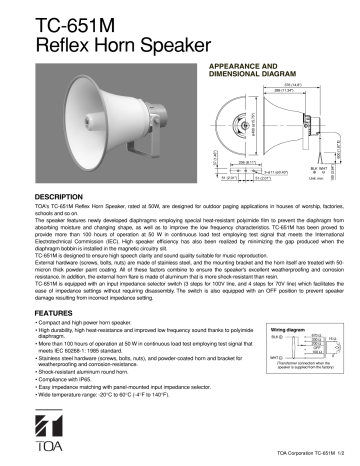 TOA TC-651M Specification Sheet | Manualzz