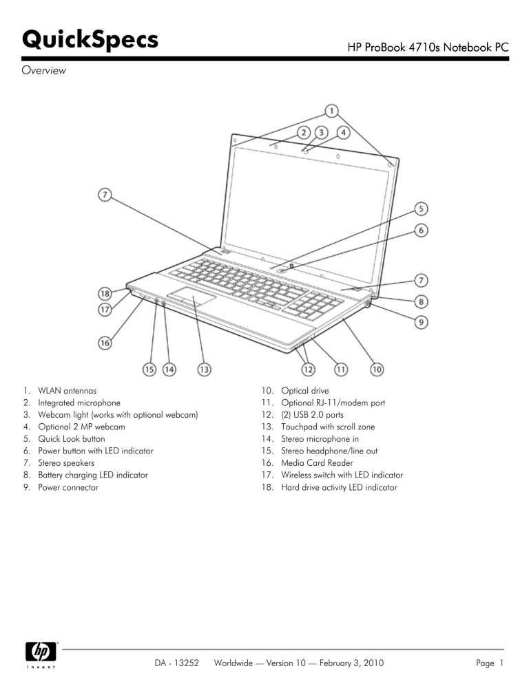Hp Probook 4710s Notebook Pc Pc Manualzz