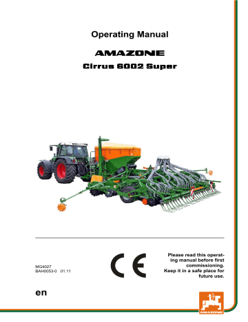 Amazone Cirrus 6002 Super Owner's Manual | Manualzz