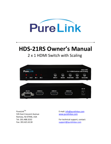 PureLink HDS-21RS User manual | Manualzz