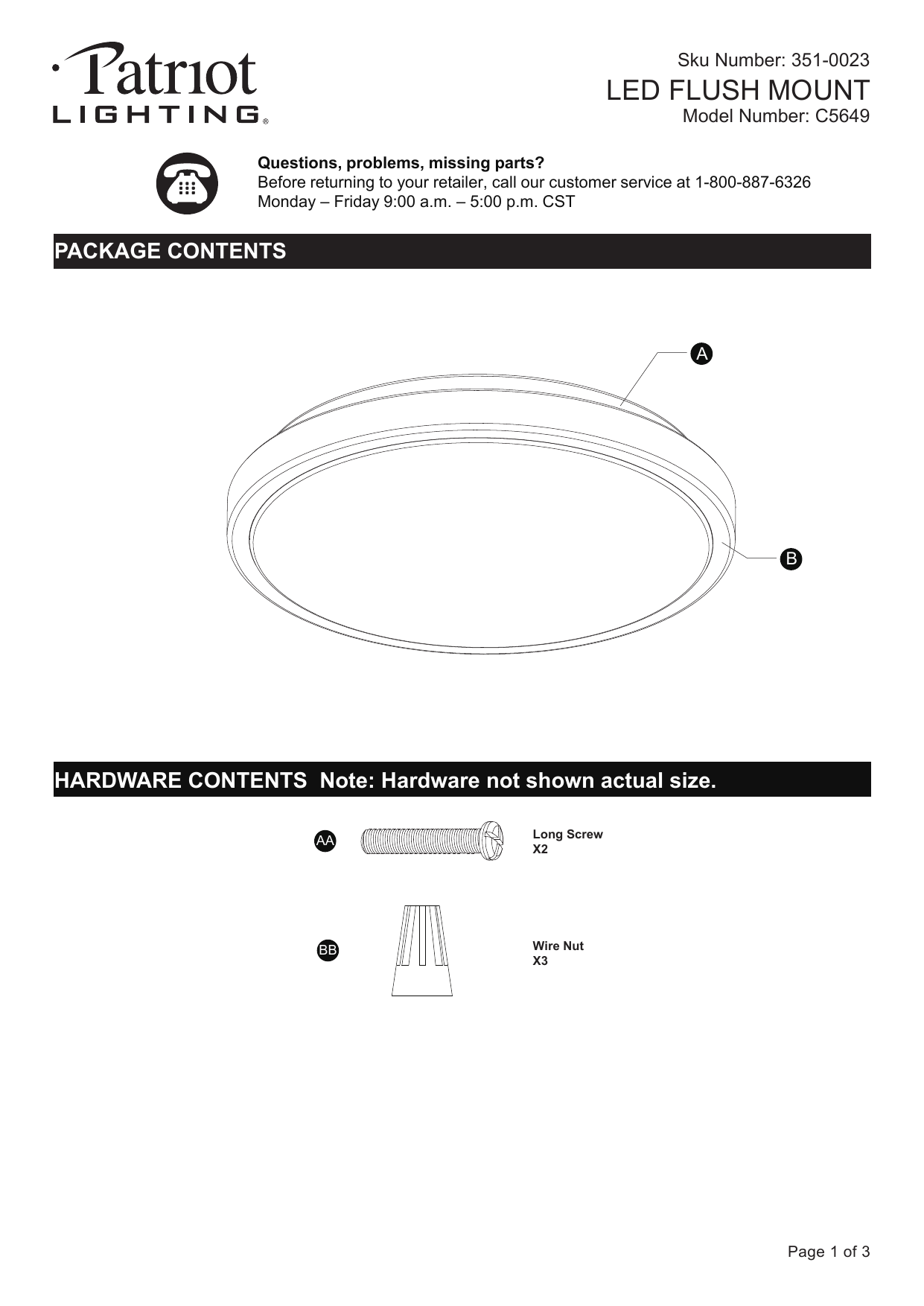led flush mount | Manualzz  Patriot Lighting Wiring Diagram With Dimmer    Manualzz