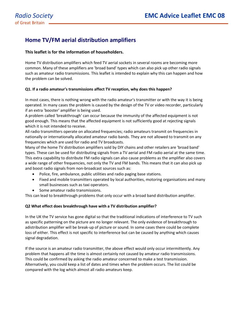 Emc Leaflet 8 Tv Distribution Amplifiers Manualzz